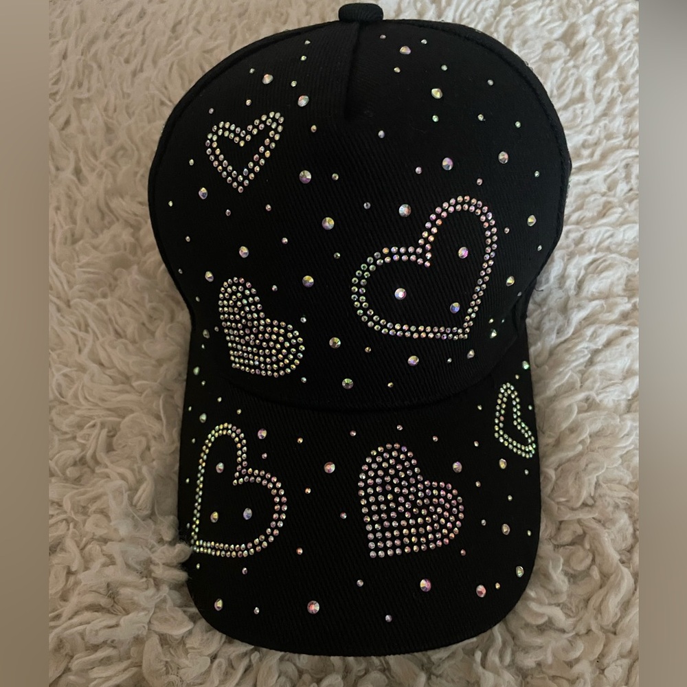 Black Heart-Studded Cap